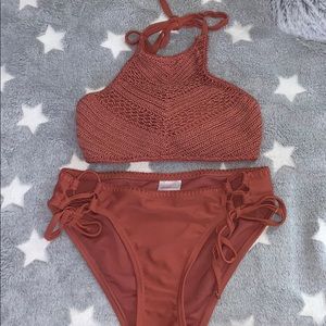 Tan/brown bathing suit,xs top and small bottoms